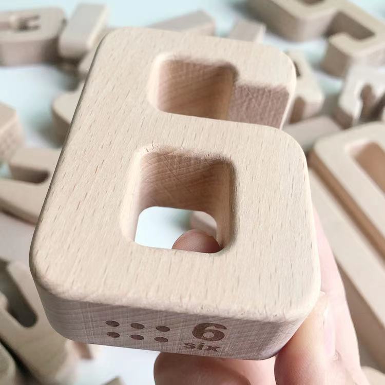 Wooden Number Building Blocks - Natural finish  Open ended wooden toys