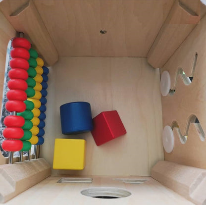 Wooden Educational Activity Cube Box Montessori inspired Toy