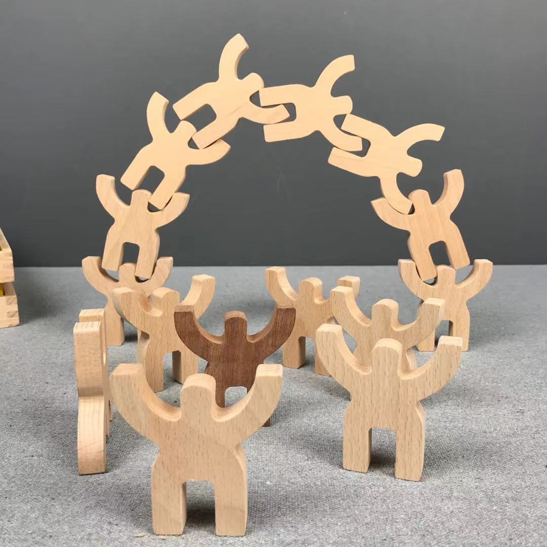 Wooden Balance People Stacking Game-Fine motor skills toys