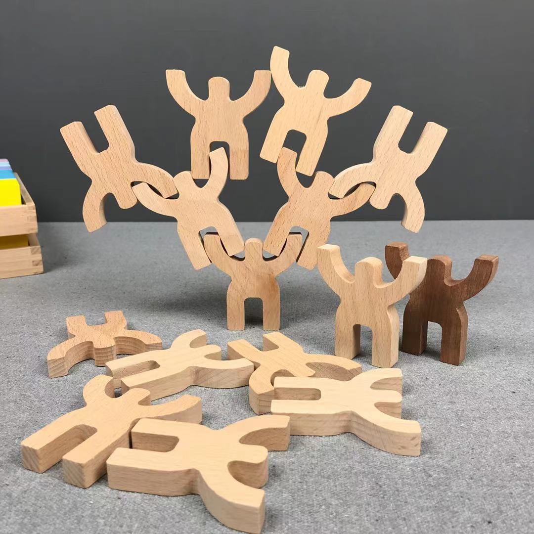 Wooden Balance People Stacking Game-Fine motor skills toys