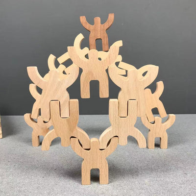 Wooden Balance People Stacking Game-Fine motor skills toys
