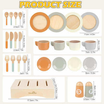 Vaisselle et assiettes - Jouets de cuisine en bois pour enfants de 12 mois à 6 ans