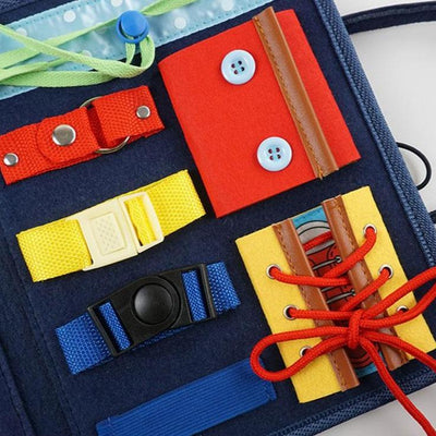Tableau d'activités portable Fidtoy en feutre pour les tout-petits - Jouet de voyage pour développer la motricité fine