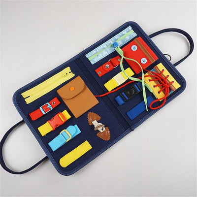 Tableau d'activités portable Fidtoy en feutre pour les tout-petits - Jouet de voyage pour développer la motricité fine