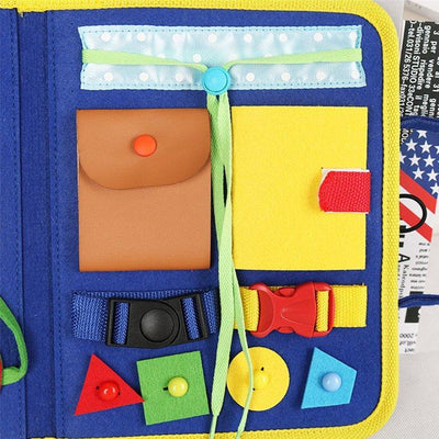 Tableau d'activités portable Fidtoy en feutre pour les tout-petits - Jouet de voyage pour développer la motricité fine