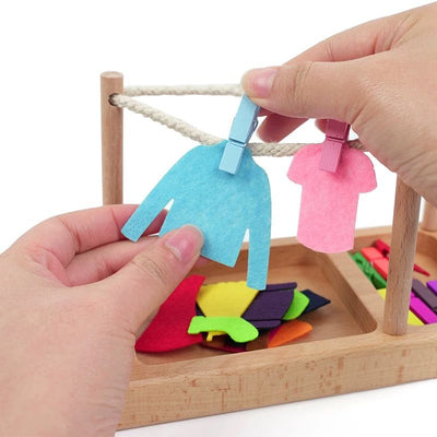 Activité Montessori de la corde à linge pour les tout-petits – Activité des pinces à linge de vie pratique