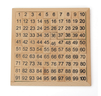 Tableau quadrillé en bois pour apprendre les nombres de 1 à 100, planche de comptage carrée Montessori pour les centaines en mathématiques