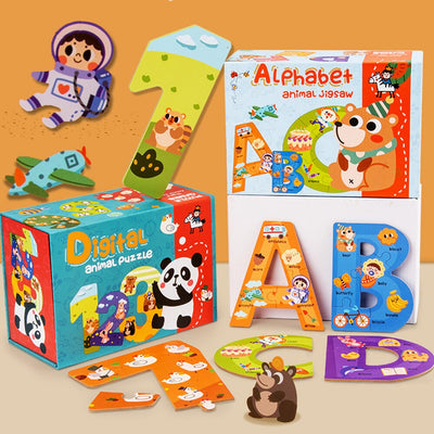 Rompecabezas Montessori educativo Abecedario y números - Ecológico