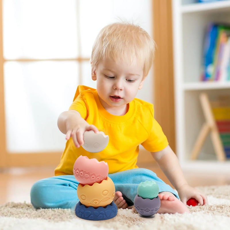 Juguete apilable de goma blanda Montessori