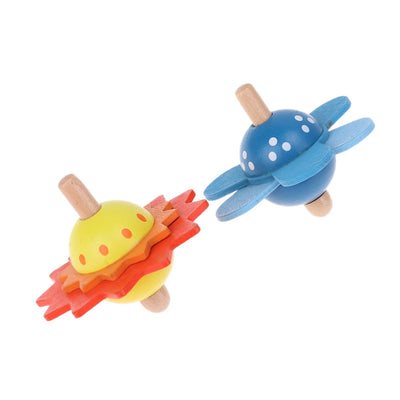 Fidtoy Spinning Tops Wooden Flower Toy for Kids 2+