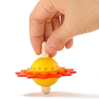 Fidtoy Spinning Tops Wooden Flower Toy for Kids 2+