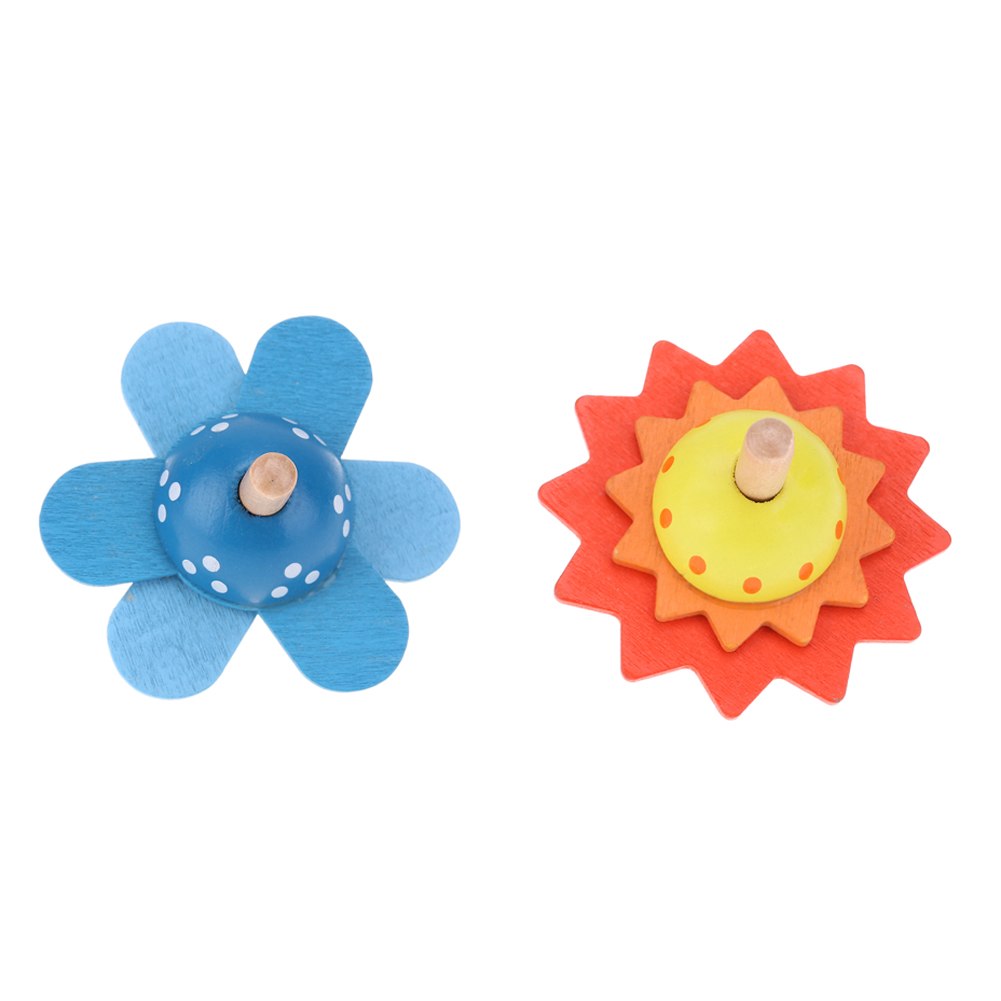 Wooden flower spinning tops