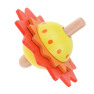 Fidtoy Spinning Tops Wooden Flower Toy for Kids 2+