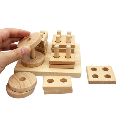 Juguete de aprendizaje de madera apilable y con clasificador de formas Fidtoy