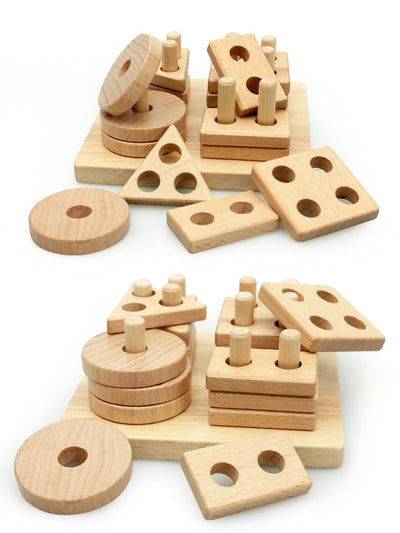 Juguete de aprendizaje de madera apilable y con clasificador de formas Fidtoy