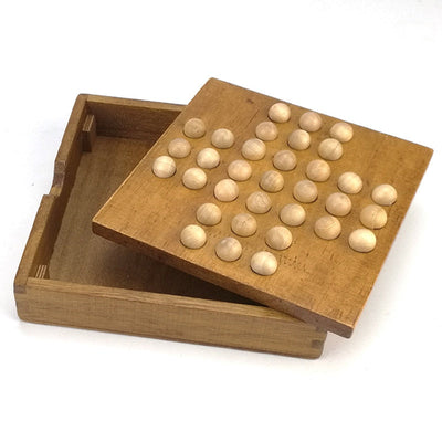 Fidtoy Solitario con Almacenamiento Juego de Estrategia de Madera para Niños