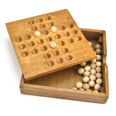 Fidtoy Solitario con Almacenamiento Juego de Estrategia de Madera para Niños