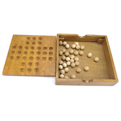 Fidtoy Solitario con Almacenamiento Juego de Estrategia de Madera para Niños