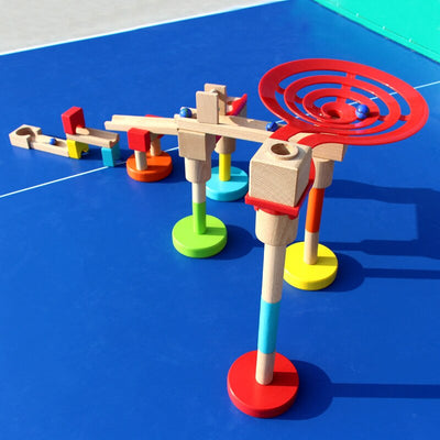 Fidtoy Jouet de construction STEM en bois avec circuit à billes pour enfants de 3 ans et plus