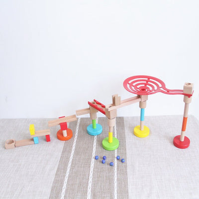 Fidtoy Jouet de construction STEM en bois avec circuit à billes pour enfants de 3 ans et plus