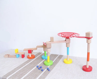 Fidtoy Jouet de construction STEM en bois avec circuit à billes pour enfants de 3 ans et plus