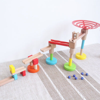 Fidtoy Jouet de construction STEM en bois avec circuit à billes pour enfants de 3 ans et plus
