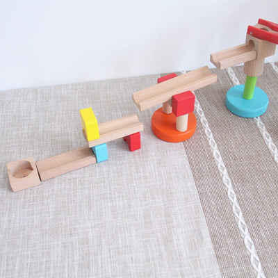 Fidtoy Jouet de construction STEM en bois avec circuit à billes pour enfants de 3 ans et plus