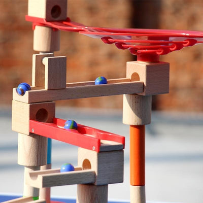 Fidtoy Jouet de construction STEM en bois avec circuit à billes pour enfants de 3 ans et plus