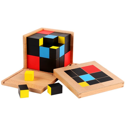 Trinomial wooden cube - Montessori material