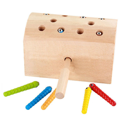 Fidtoy Jouet attrape-insectes en bois – Jeu magnétique de motricité fine pour enfants de 3 ans et plus