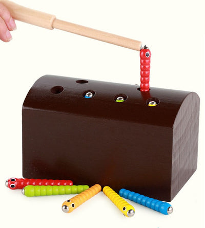 Fidtoy Jouet attrape-insectes en bois – Jeu magnétique de motricité fine pour enfants de 3 ans et plus