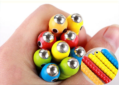 Fidtoy Jouet attrape-insectes en bois – Jeu magnétique de motricité fine pour enfants de 3 ans et plus