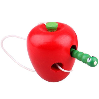 Fidtoy Montessori Wooden Fruit Threading Toy for Toddlers 1–4 Years – Apple, Strawberry & More
