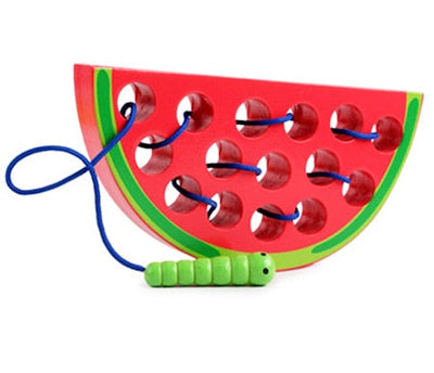 Fidtoy Montessori Wooden Fruit Threading Toy for Toddlers 1–4 Years – Apple, Strawberry & More