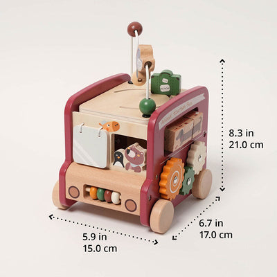 Fidtoy Wooden Activity Bus Toy for Toddlers – Montessori Multi Activity Learning Toy 2+