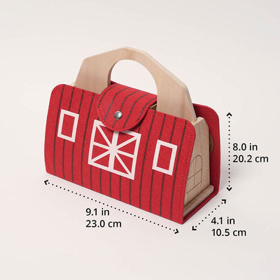 Ensemble de jeu de ferme de voyage Fidtoy pour tout-petits – Jouet de simulation portable avec 16 animaux en bois, 2 ans et plus