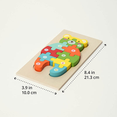 Fidtoy Juego de Rompecabezas de Madera de Animales para Niños Pequeños – Juguete de Rompecabezas de 4 Piezas para Niños con Formas a Juego