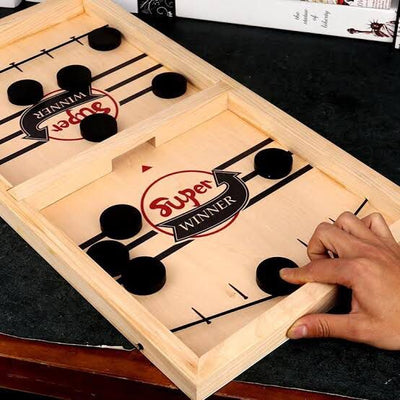 Fidtoy Fast Sling Puck Board Game – Wooden Family Tabletop Game