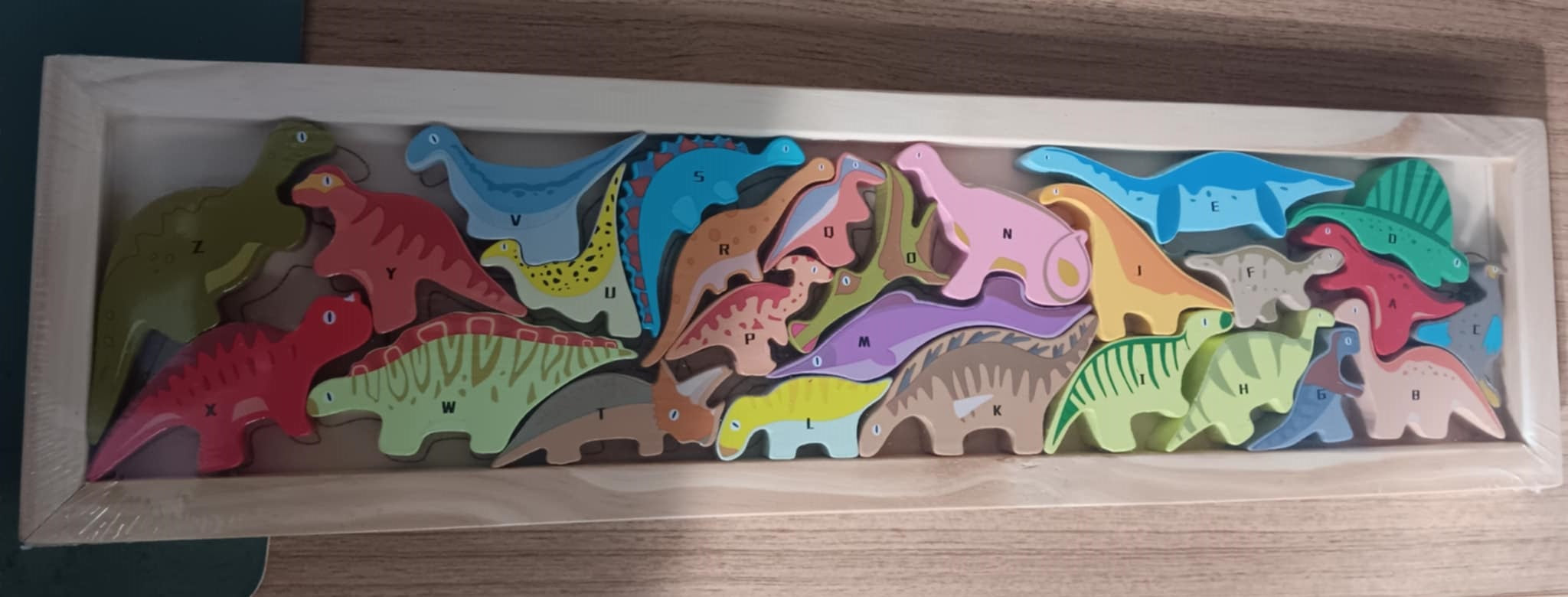 Wooden Puzzle Dinosaur Blocks with Alphabets