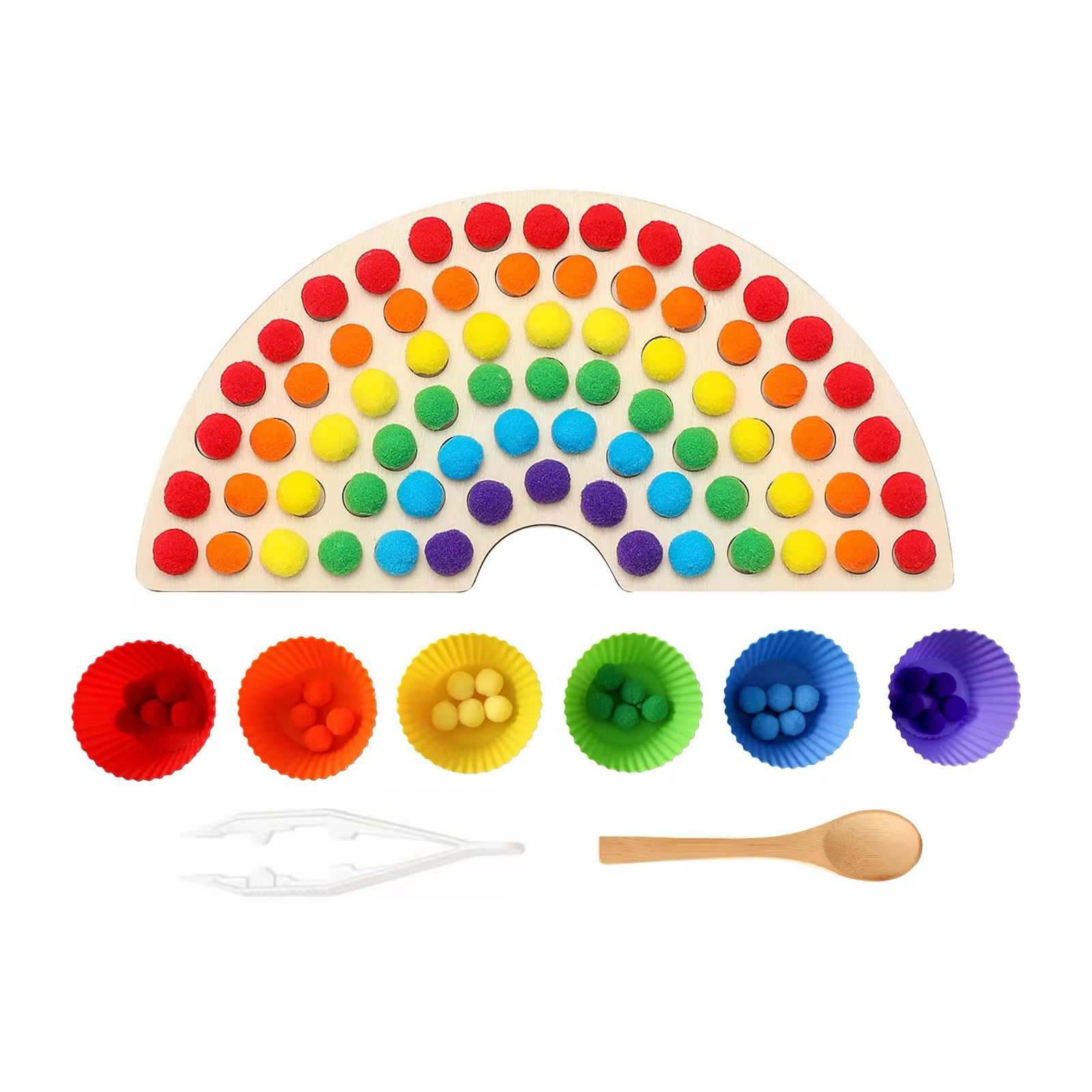 Rainbow Pom Pom Sorting Activity - Sensory Fine Motor Activity for Toddlers
