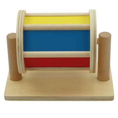 Rainbow Spinning Drum with Mirror - Wooden Sensory Toy for Infants and Toddlers