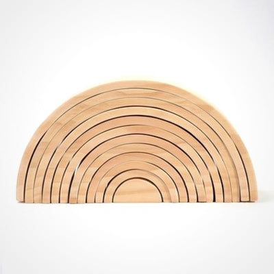 Fidtoy Arc-en-ciel en bois naturel, 12 arches, jouet créatif