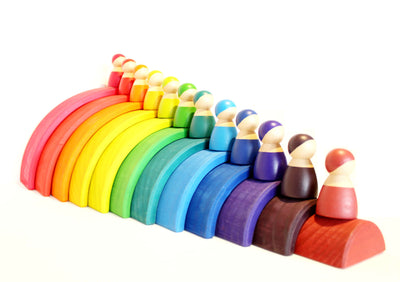 Fidtoy Wooden Friends Rainbow Wooden Doll Set for Kids 3+