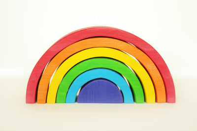 Fidtoy Apilador Arcoíris de Madera para Niños Pequeños con 6 Arcos