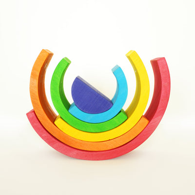Fidtoy Apilador Arcoíris de Madera para Niños Pequeños con 6 Arcos