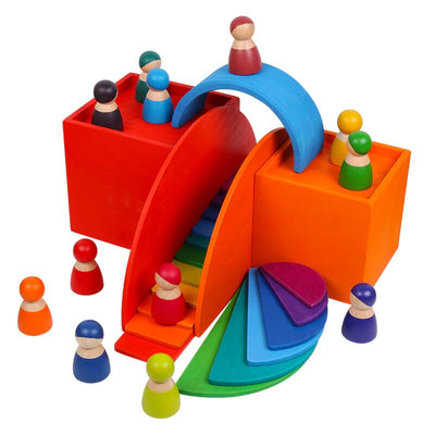 Fidtoy Jouet en bois empilable arc-en-ciel pour enfants de 3 ans et plus