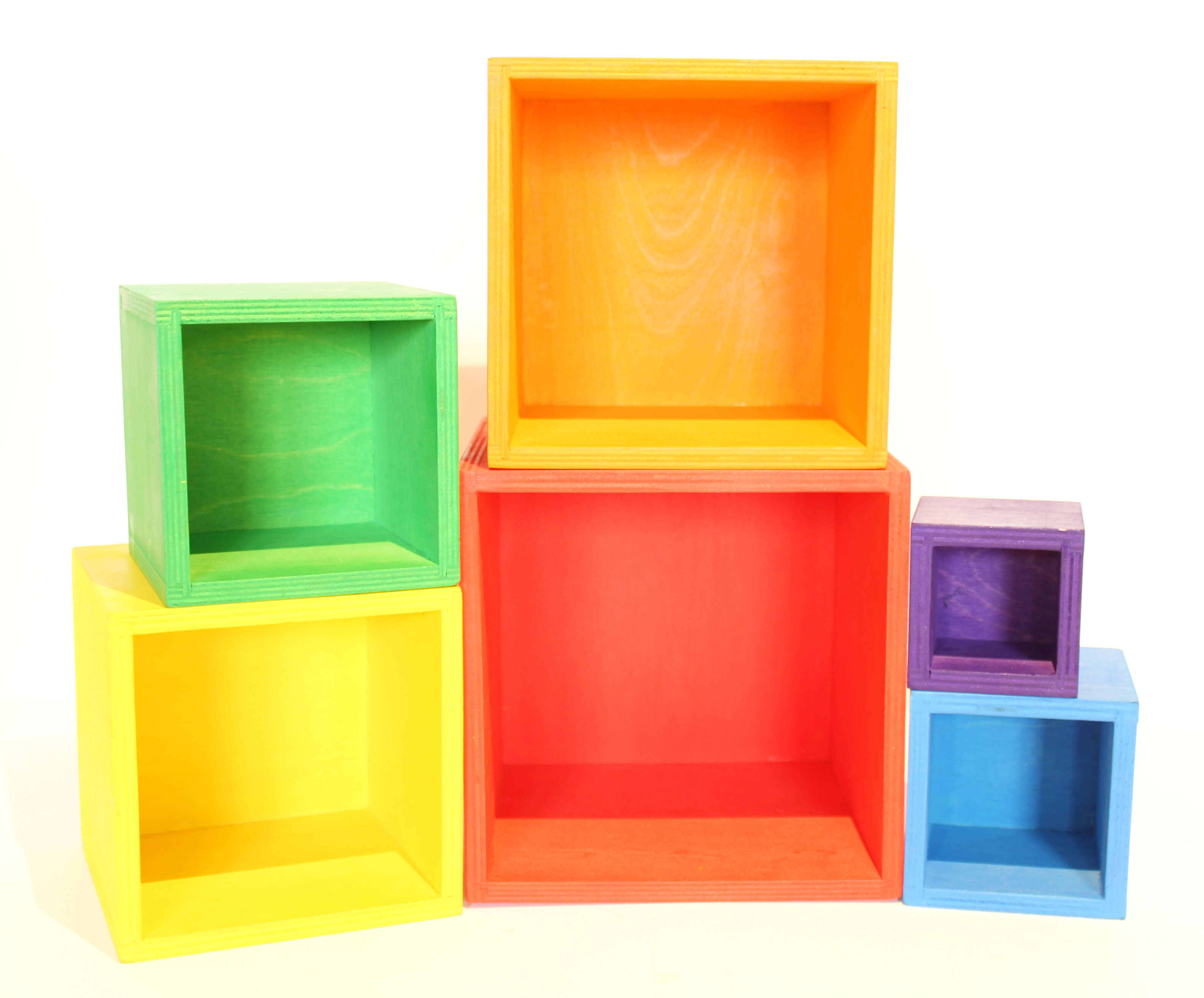 Wooden rainbow stacking boxes - Educational toy