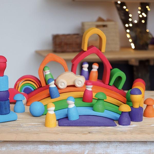 Wooden Rainbow Bridge - Open ended wooden toys