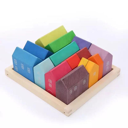 Wooden Rainbow Houses - Open ended wooden toys