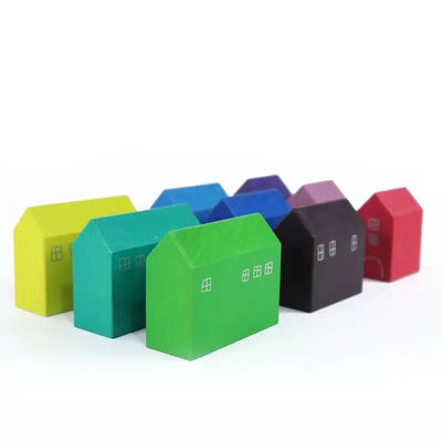 Fidtoy Little Houses Wooden Building Block Set 15 Pieces